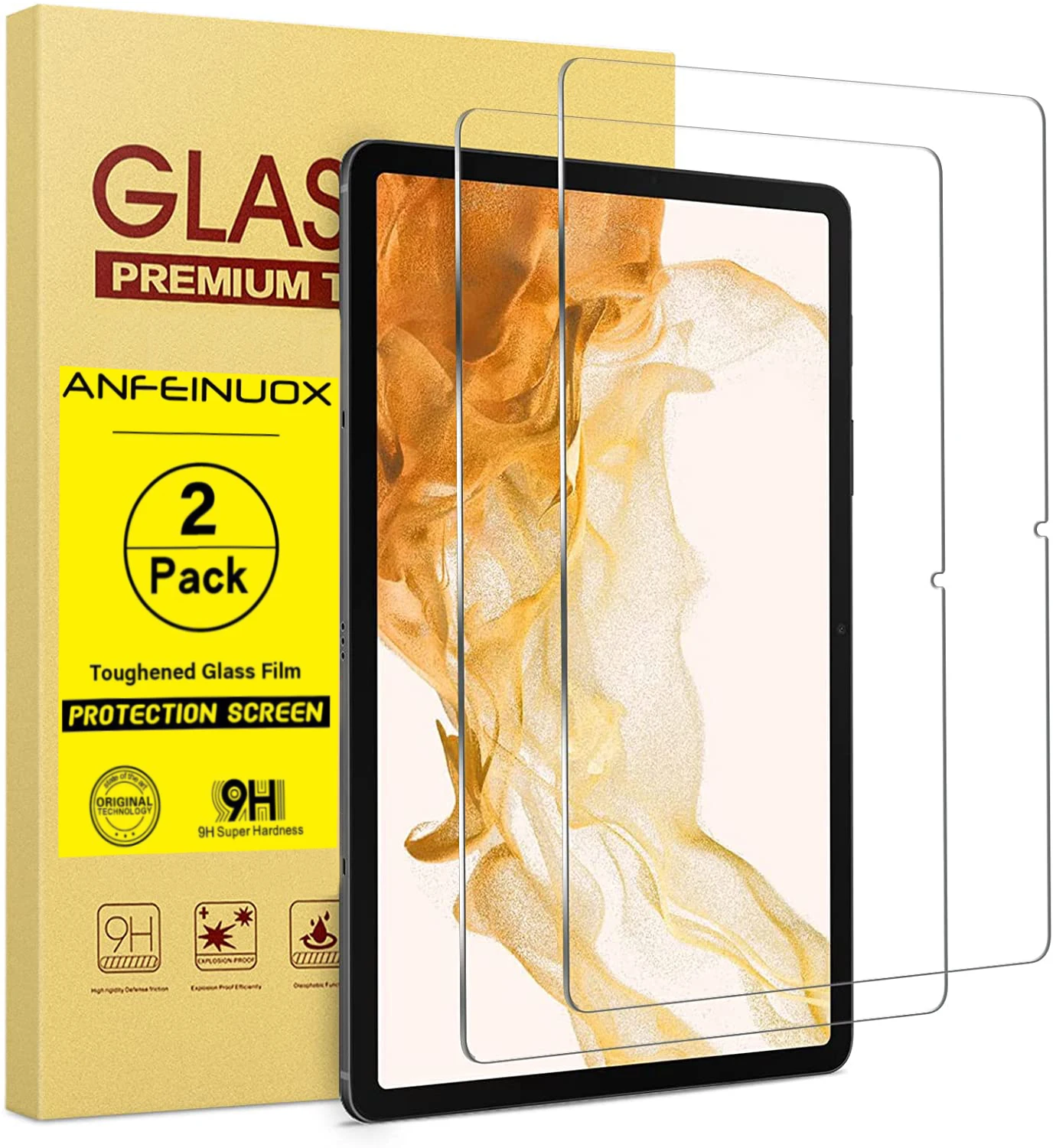 [2 Pack] Tempered Glass For Samsung Galaxy Tab S7/S8 Plus,2.5D Curved Edge, Crystal Clear, For S7 FE Anti Scratch 12.4-inch