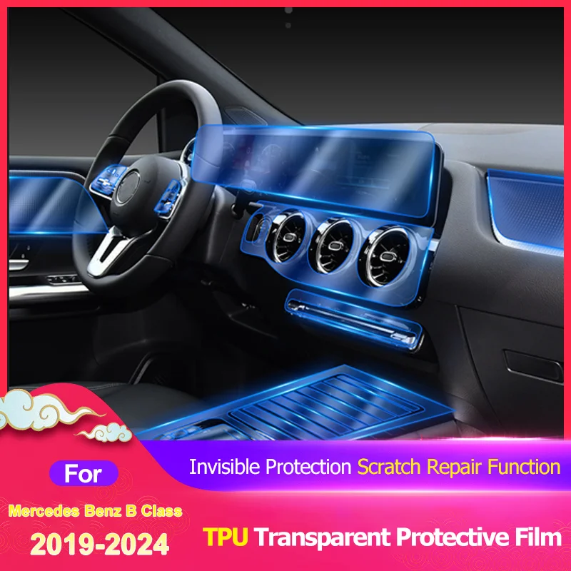 

TPU Car Interior Accessories Center Console Gear Box Panel Navigation Protective Film for Mercedes Benz B Class W247 2019~2024