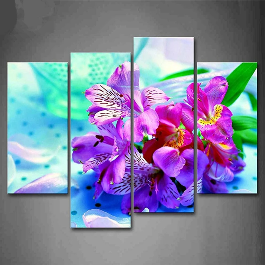 

DIY 5D Diamond Painting 4Pcs Beauty Flower Serie Full Drill Square Embroidery Mosaic Art Picture Of Rhinestones Home Decor Gifts