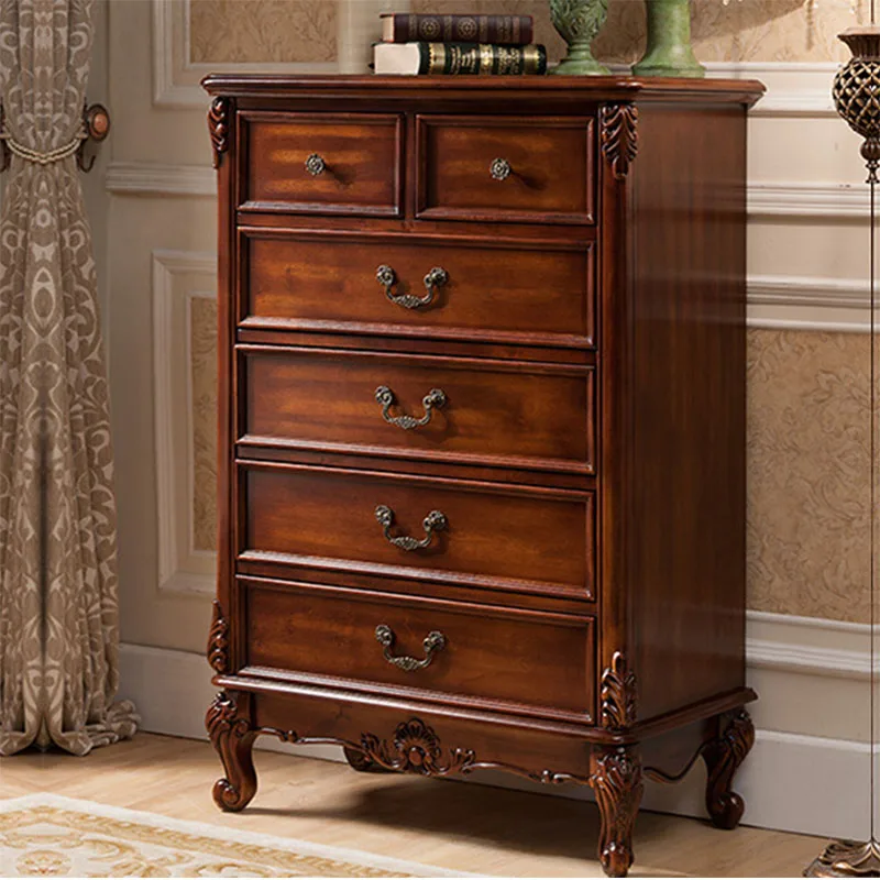 

American retro European solid wood 6 bedroom locker floor small apartment living room room
