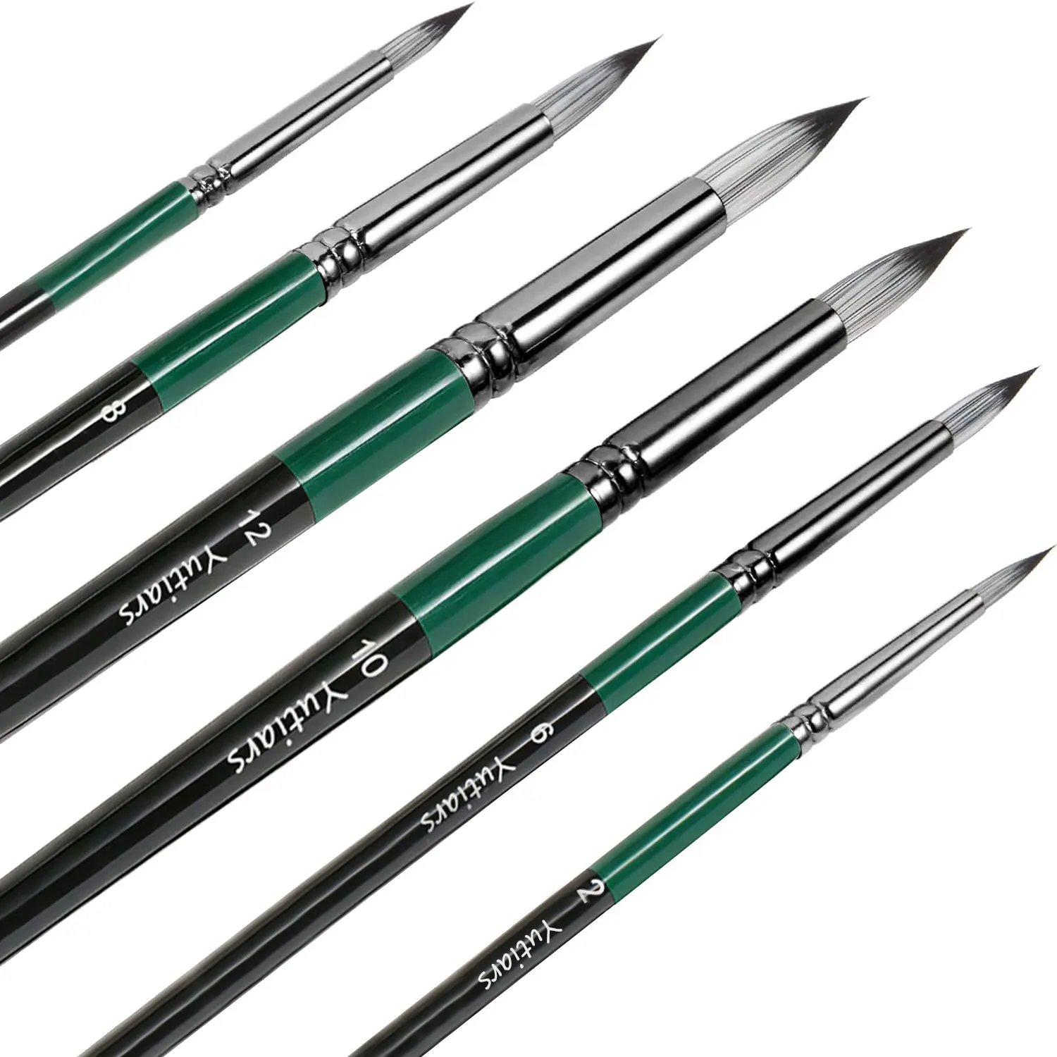 6pcs Round Watercolor Paint Brush Set Nylon Hair for Watercolors,Acrylics,Inks,Gouache,Oil and Tempera,great gift for artists