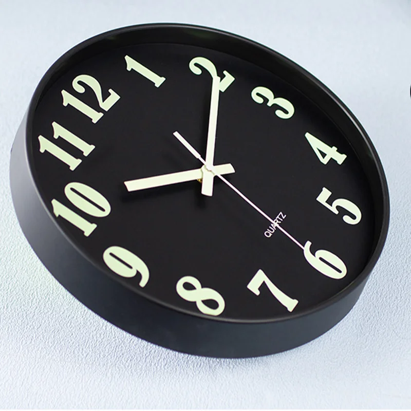 Luminous Wall Clocks Glow in The Dark Clock 12 Inch Silent Non-Ticking Lighted Wall Clock Bedroom Battery Operated Night Light