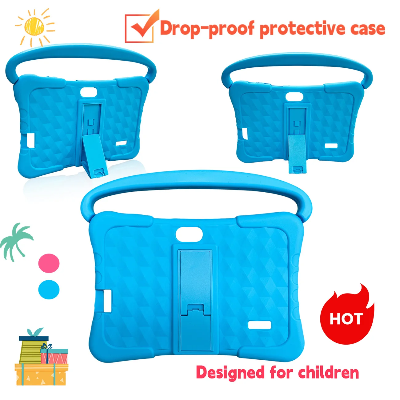 7-calowy tablet dla dzieci, odporny na wstrząsy futerał na tablet, edukacyjny stół, zaprojektowany dla chłopców i dziewcząt jako zabawny prezent edukacyjny