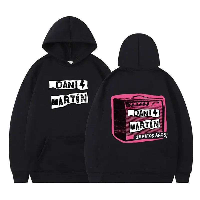 2026 Unisex Dani Martin 25 Putos Anos Double Sided Print Hoodie Men Women Vintage Punk Streetwear Casual Pullover Sweatshirt