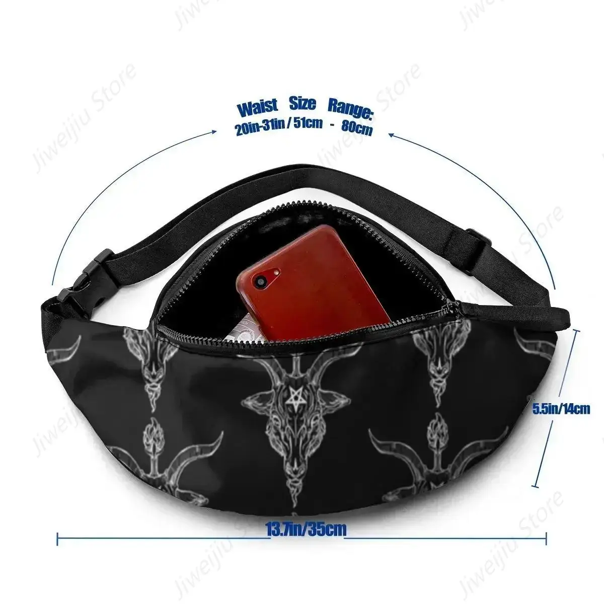 Baphomet Waist Bag Fitness Unisex Waist Pack Polyester Print Bag