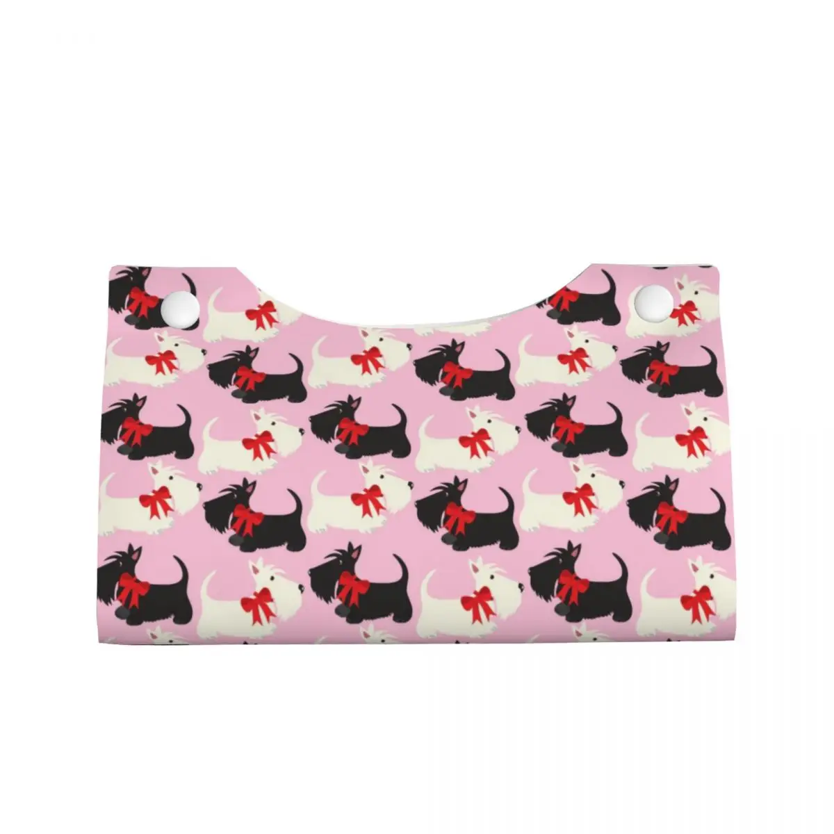 Custom Kawaii Scottish Terrier Puppy Tissue Box Cover Rectangular PU Leather Scottie Dog Facial Tissues Holder for Home