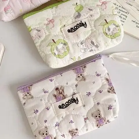 

Kawaii Cartoon Bear Coin Purse Lipstick Bag Ins Style Bear Headphone Bag Quilted Sundry Storage Bag Card Bag Cute Storage Bag