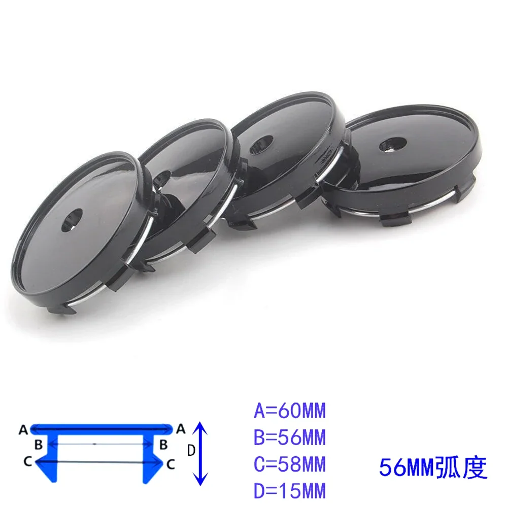 4pcs Cars Black Wheels Hub Center Cap 56mm Rim Covers Auto No Logo Badge Suit For Car Wheel Rims Centeral Hubcap Covers