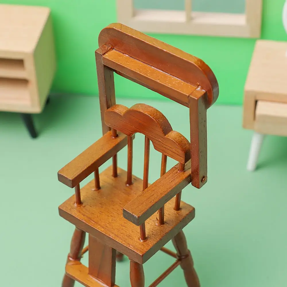 Muebles de casa de muñecas a escala 1:12, silla en miniatura, sofá, Mini taburete de madera, accesorio de casa de muñecas, silla de restaurante,