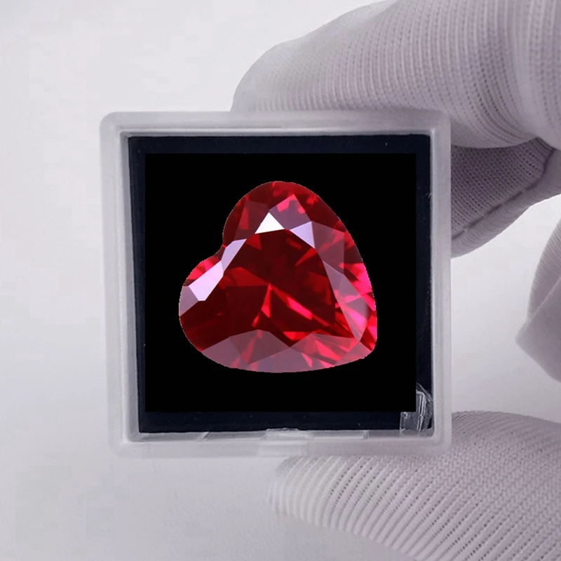 

Pretty Fluorescent Ruby Pass UV Test Heart Cut 15×15mm 15.0ct VVS Loose Gemstone for Jewelry Making DIY Precious Stone