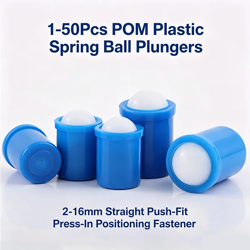 1‑50Pcs 2‑16mm Straight Push‑Fit POM Plastic Spring Ball Plungers Press‑In Positioning Ball Plunger Fastener