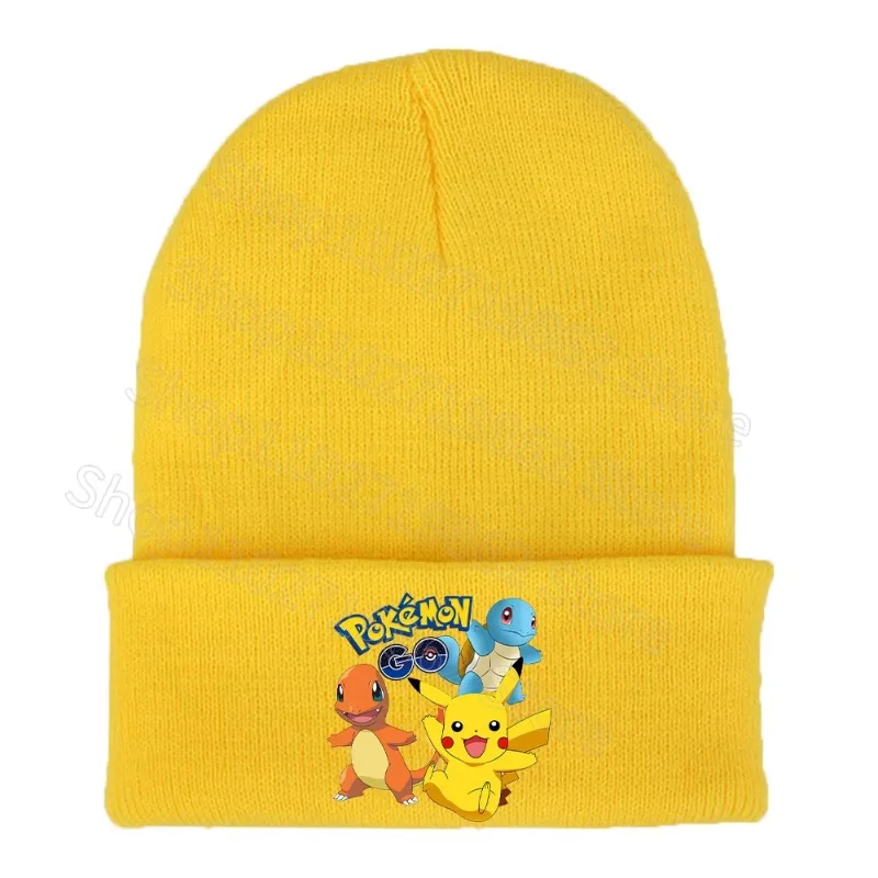 Pokemon Pikachu Child Beanies Boys Girls Knitted Hats Cartoon Anime Graphic Print Caps Heat Preservation Comfortable Party Gifts