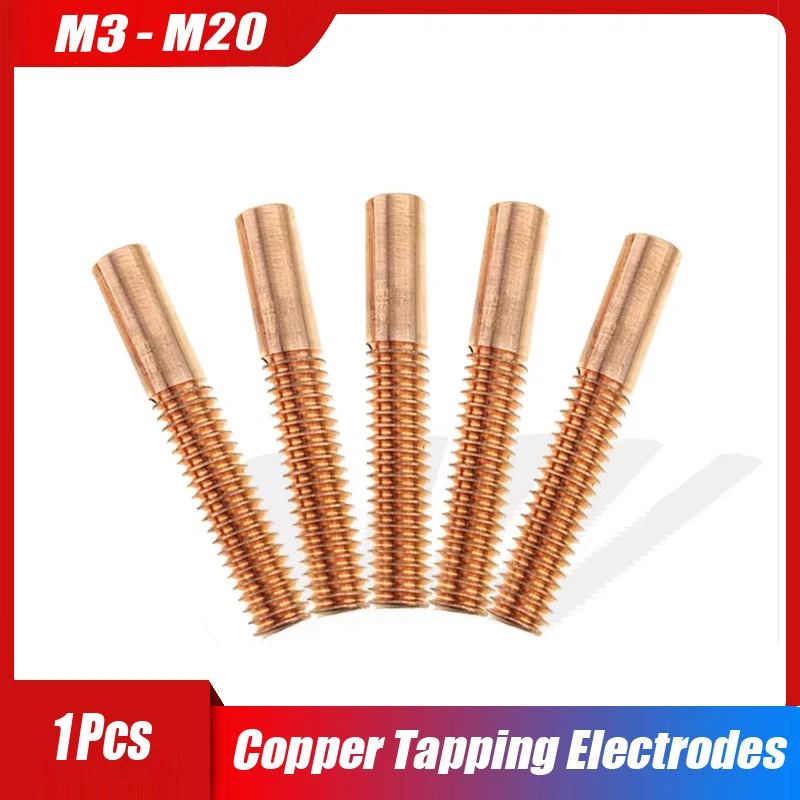 

Pure Copper Tapping Electrodes For Spark EDM Thread Electrode Discharge Red Copper Screw Tooth Metric Size M3 to M20 40X60mm