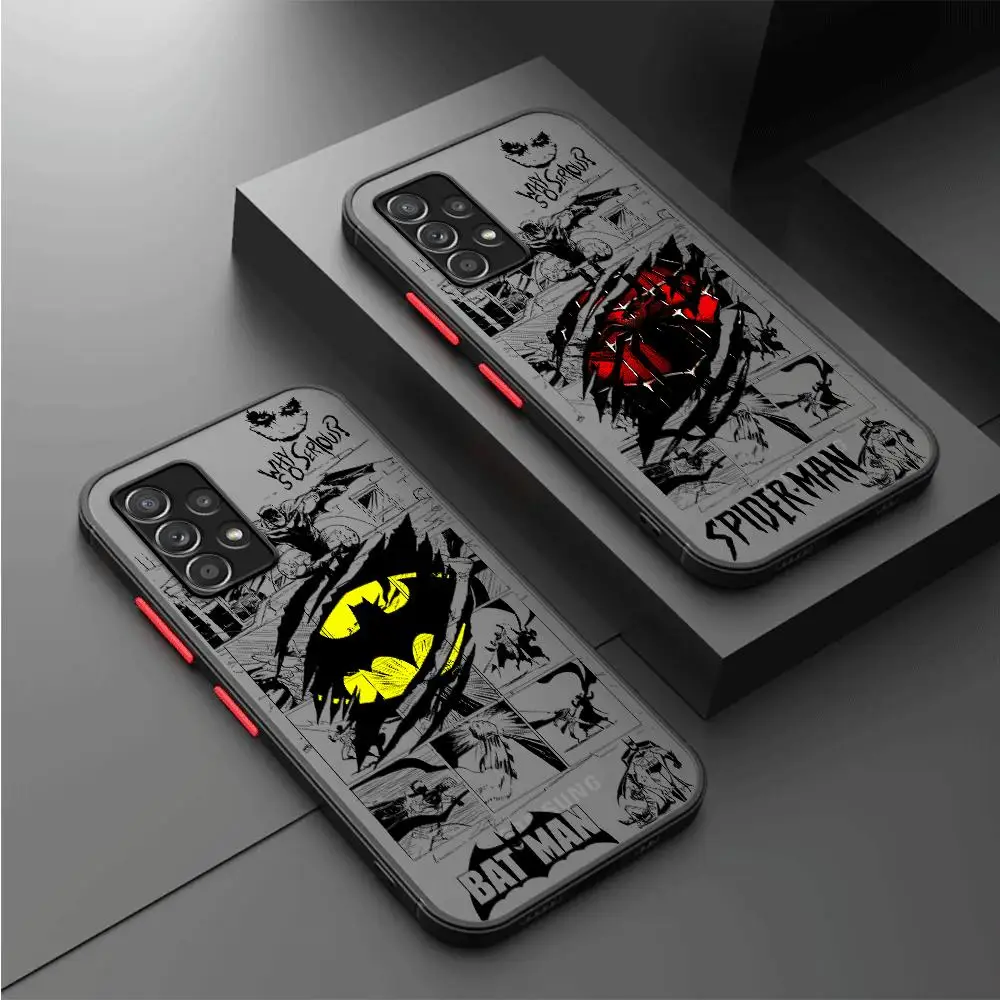 Phone Case for Samsung Galaxy A52 A72 A12 A13 A14 A21s A22 A23 A24 A32 A34 A50 A51 A54 A70 5G B-Batman S-Superman logo Cover