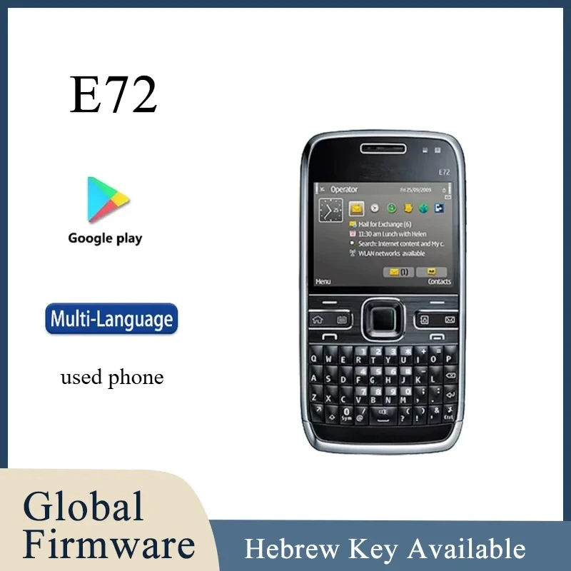 Finland made Unlocked E72 in Mobile Cell Phone GSM 2G 3G 5MP camera 240x320 Display Resolution support multi-language used phone
