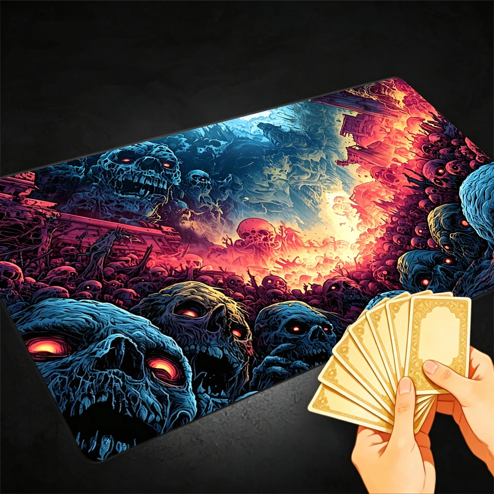 Unique Skull Ruins TCG Playmat Magic Playmat Gathering Gaming Mat with Stitched Edge Anti-slip base 60X35cm Trading Card Game
