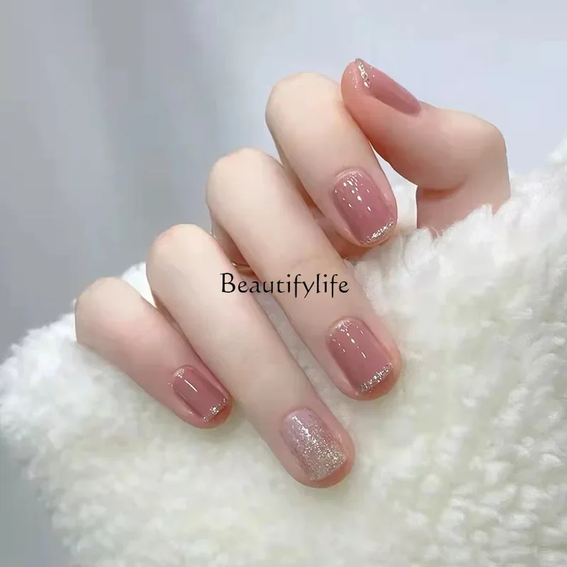 

Fake nail wearable nail sticker girl powder transparent shiny patch finished product