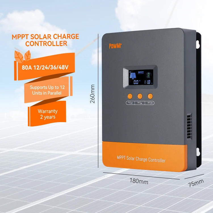 PowMr 80A MPPT Solar Charge Controller 12/24/36/48V Supports up to 12 Units in Parallel Solar Charge Controller