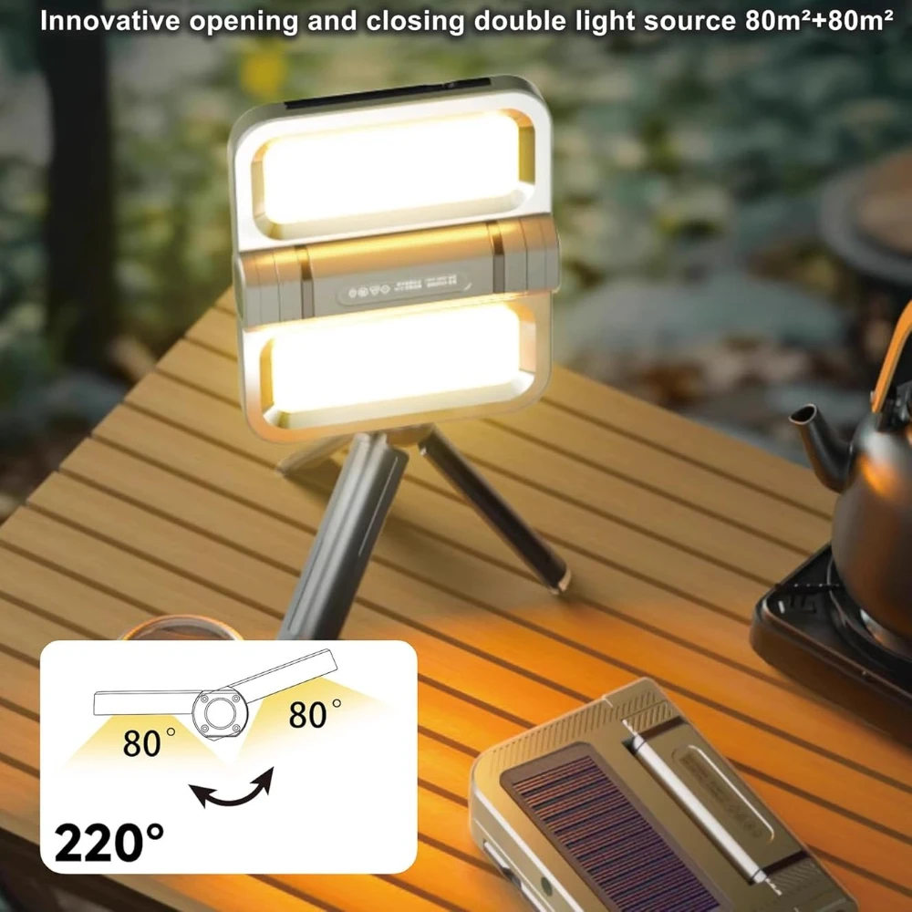 2400LM Solar Lade Tragbare Magnetische Arbeit Licht High Power Faltbare Camping Laterne Im Freien Wasserdichte Dimmen Notfall Lampe