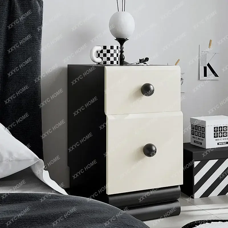 Extremely Narrow Bedside Table, Creamy Style Household Bedroom, Simple And Creative Bedside, Small Ultra-narrow Storage Lock