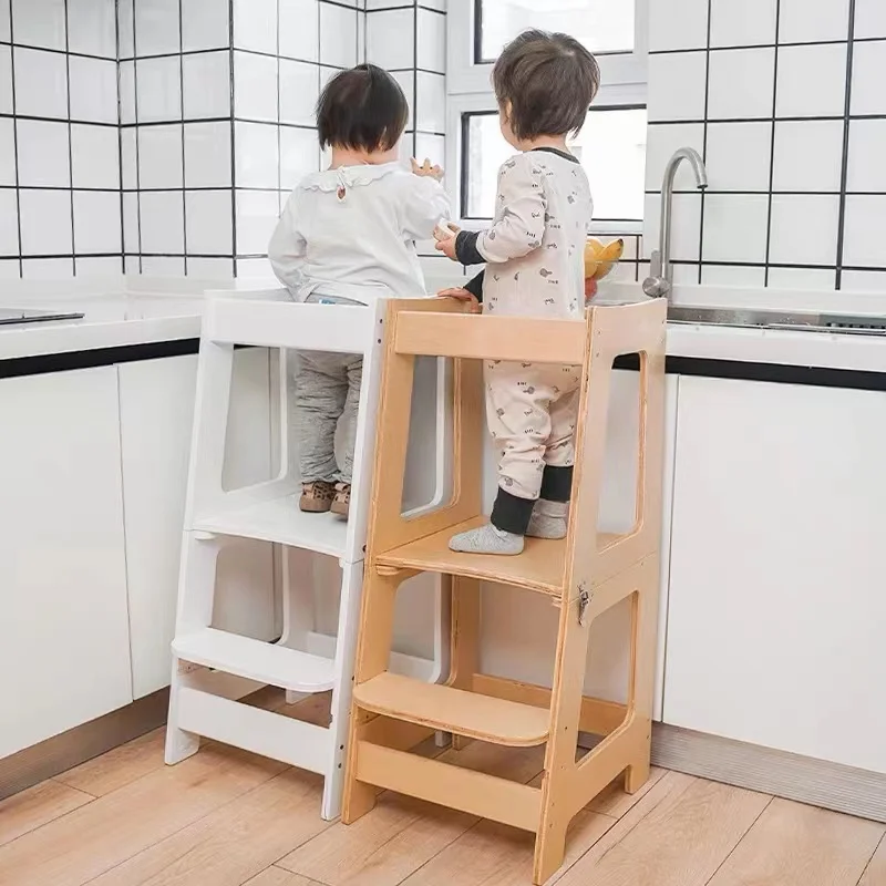 Regulowana platforma ze sklejki dzieci stojące stolec wieże Shandong Kids Learning Tower pomoc kuchenna