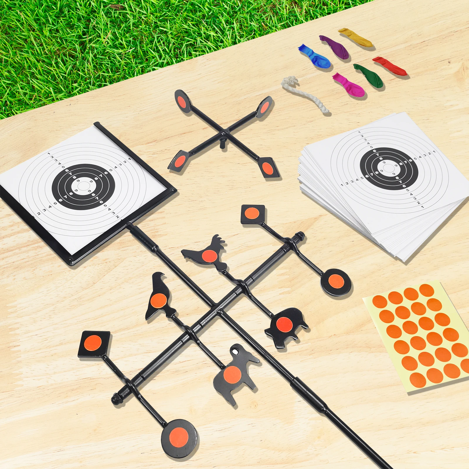 Campo para comer pollo, cruzado portátil y desmontable, multifunción, práctica de tiro, objetivo de inserción en el suelo, objetivo de Metal