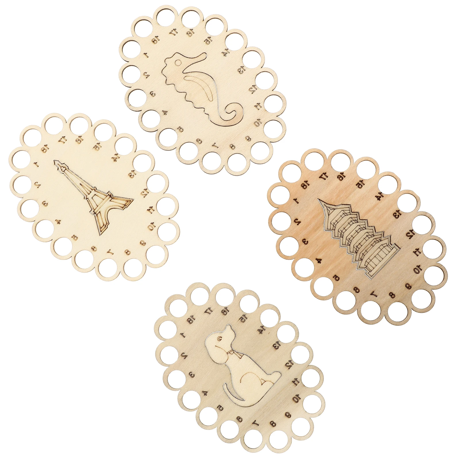 

4Pcs Wooden Cross Thread Organizer Plates Creative Embroidery Floss Storage Tool Sewing Thread Holder