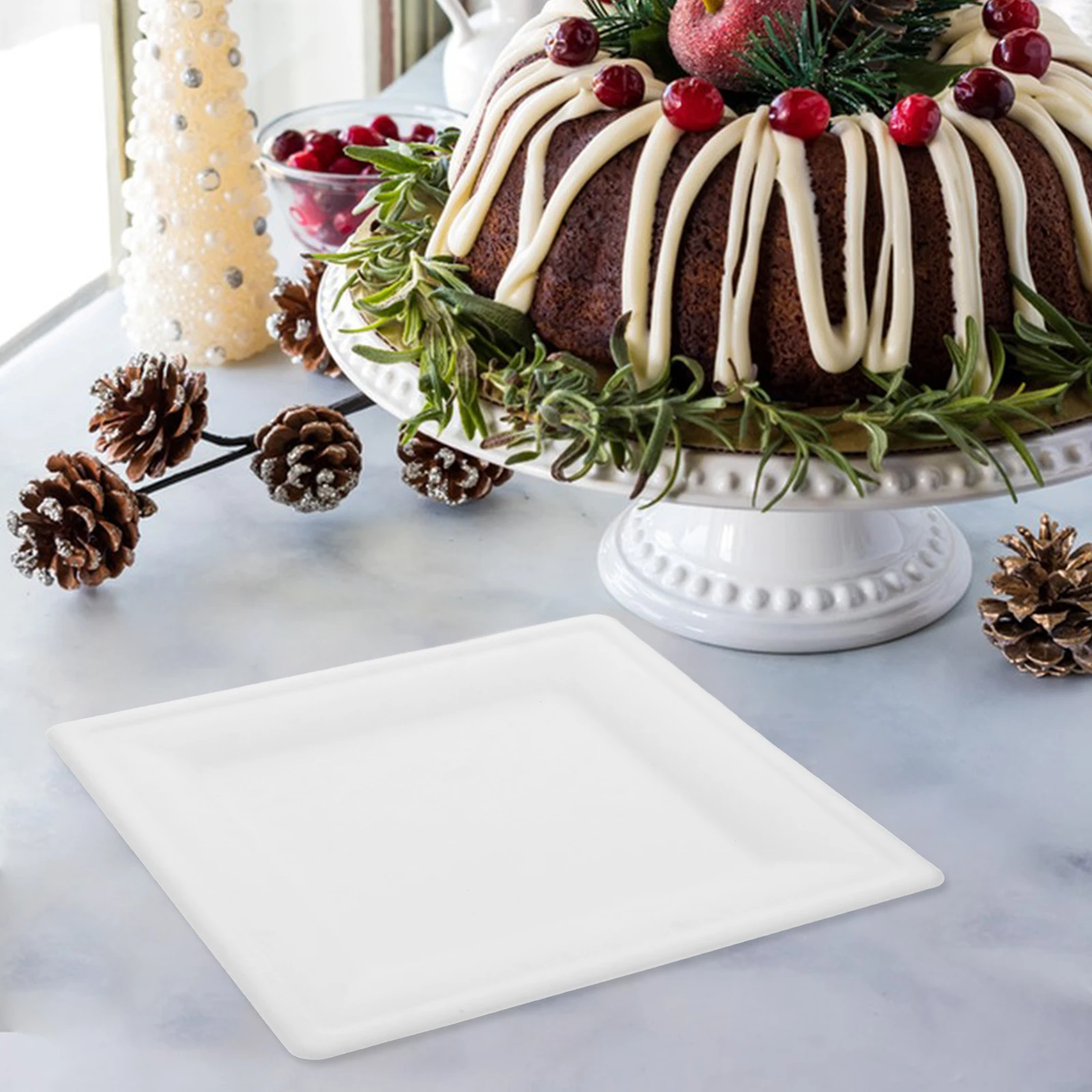 

25pcs Disposable Plates Tableware Heavy Duty Natural Pulp White Square Outdoor Parties BBQ Picnics Camping Cake Dessert Paper