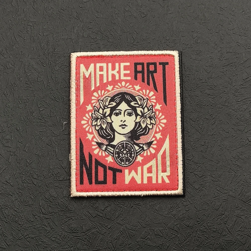 Vintage Slogan Printing Patch Hook and Loop Badge Retro Art Pattern Patches for Backpack Jacket Hat Clothing DIY Decoration