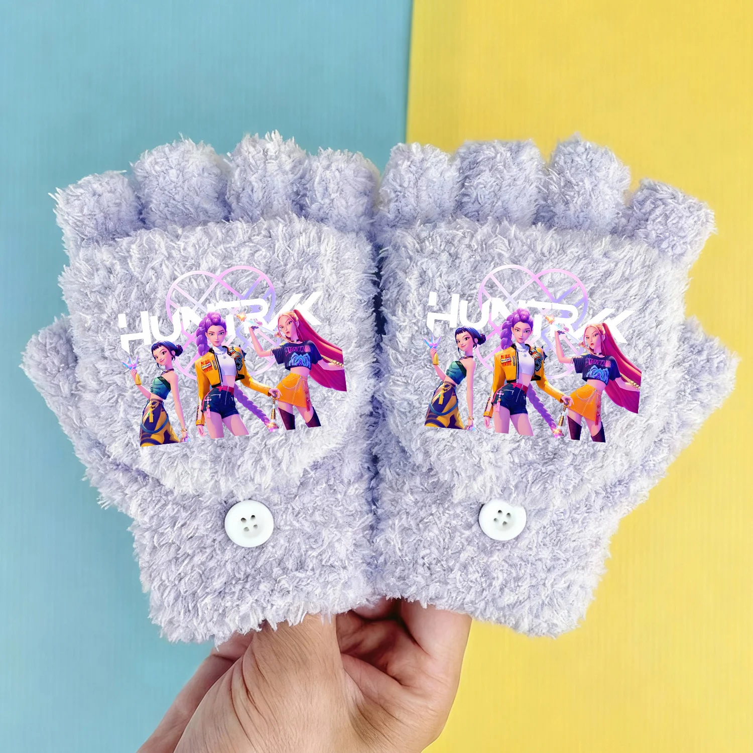 

Kpop охотники на демонов новые перчатки детские перчатки с полупальцами Kawaii мультфильм зимние теплые мягкие варежки перчатки детский рождественский подарок