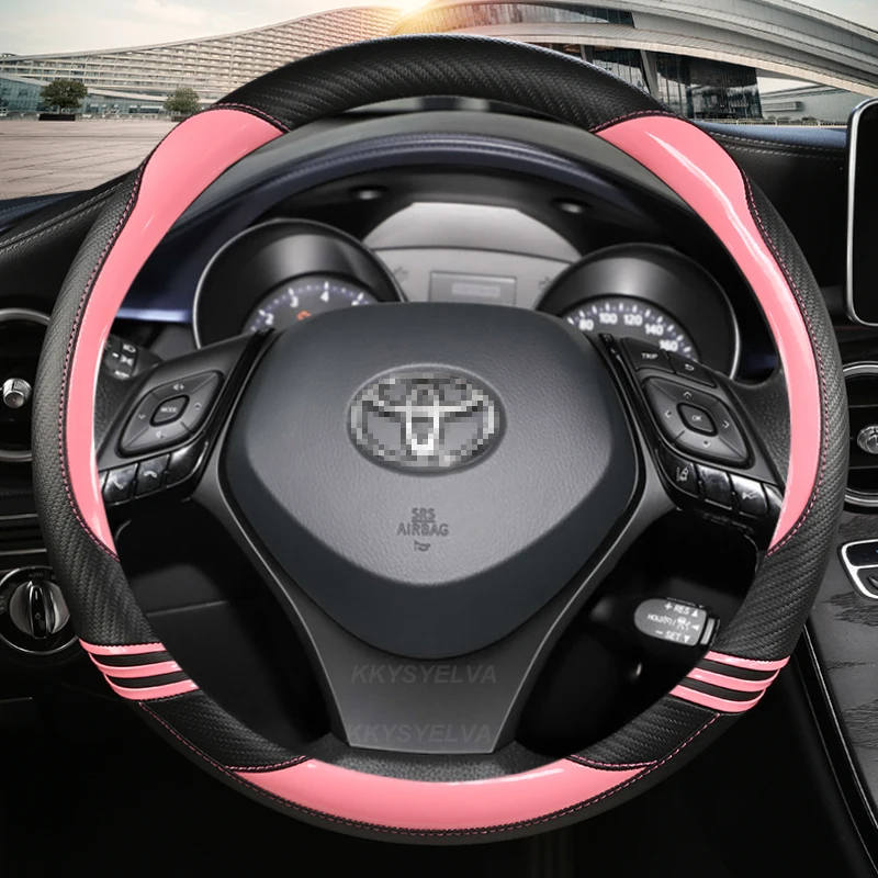 Carbon Fiber Leather Sport Car Steering Wheel Cover For Toyota C-HR CHR 2017 2020 2021 2022 Izoa 2018 2019 2021 Auto Accessories