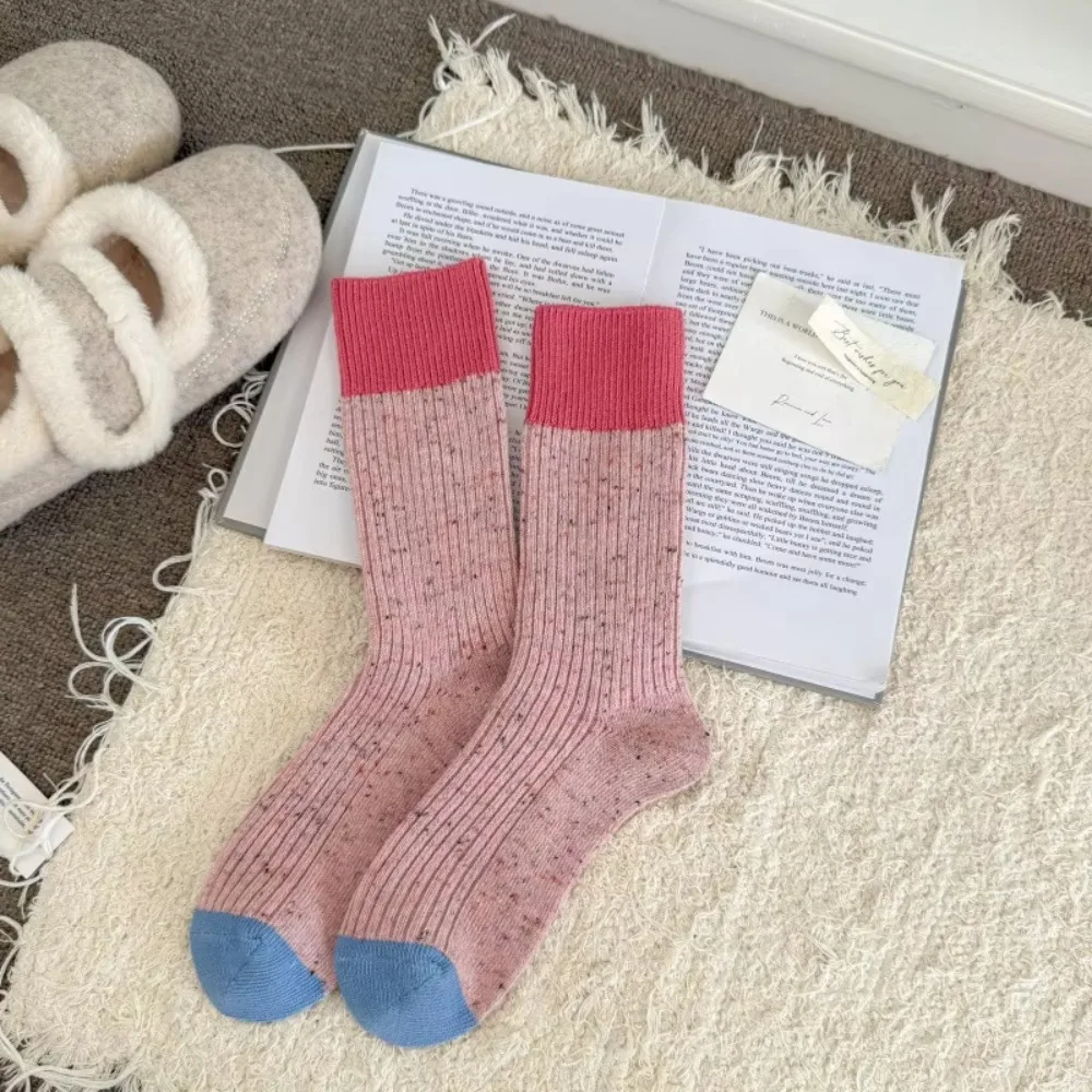 

Cute Thick Warm Socks Cotton Soft Breathable Mid Tube Socks Mixed-color Dot Women Stockings Female