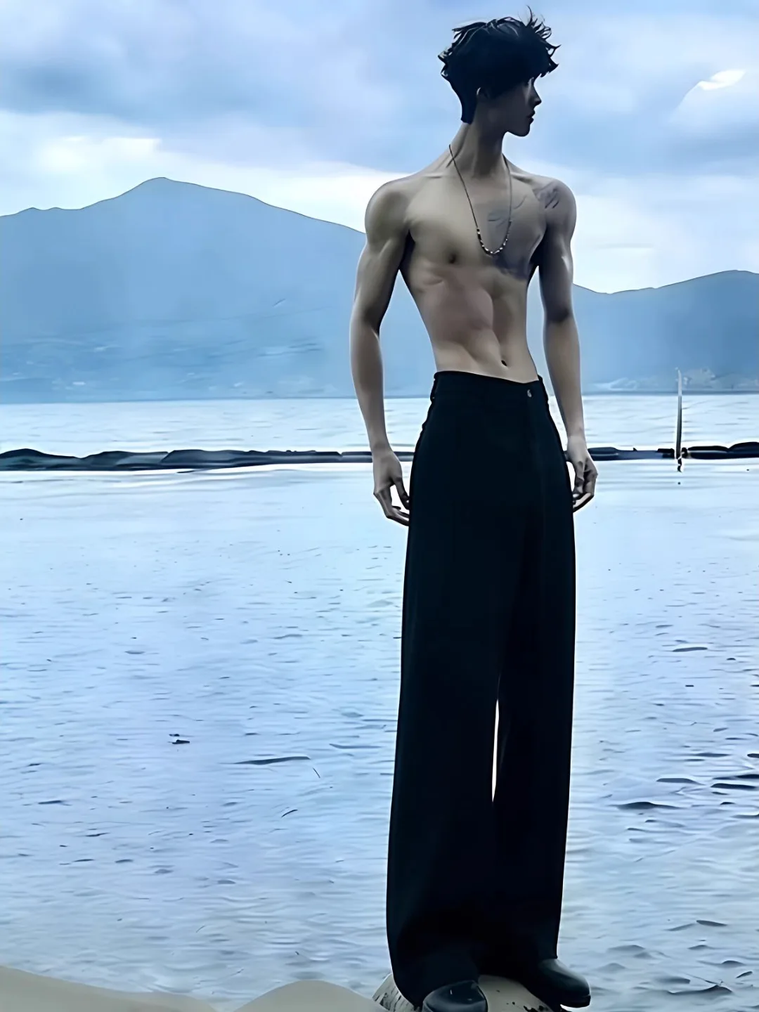 

Bla American Sle Knife West Pants Men's Drape Sensation High-End Feeling Pants Leg Lengthening Cleanfit Casual Straight L...