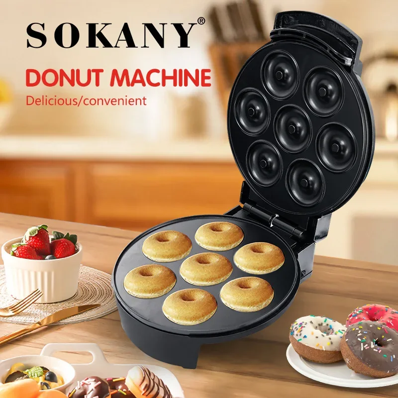 Houselin Mini Donut Maker Machine for Kid-Friendly Breakfast, Snacks, Desserts & More with Non-stick Surface, Makes 7 Doughnuts