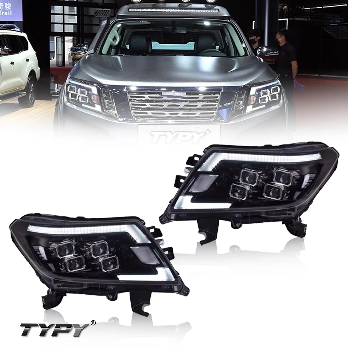 

TYPY New LED Headlight Upgrade Modified Full Head Lamp For Nissan NAVARA 2014-2022 Turn Signals Daytime Running Lights