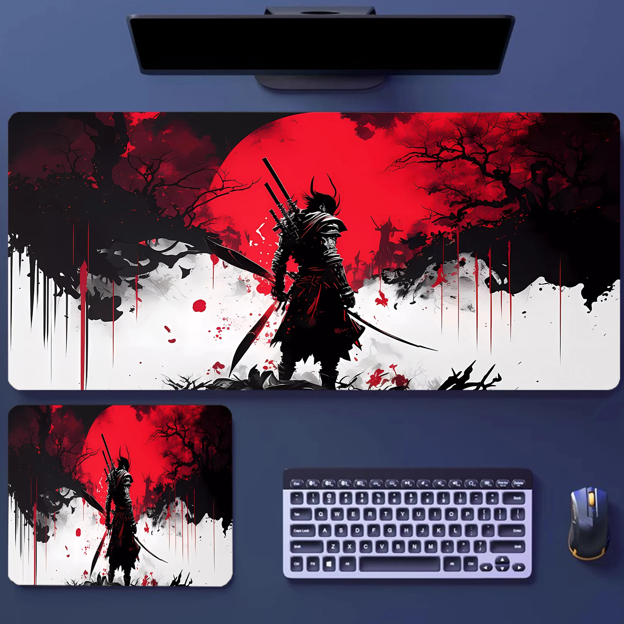 

Japanese Style Mouse Pad Large Painting Desk Pad Samurai Non-slip Rubber White Game Mouse Mat Laptop Carpet Gaming Mousepads