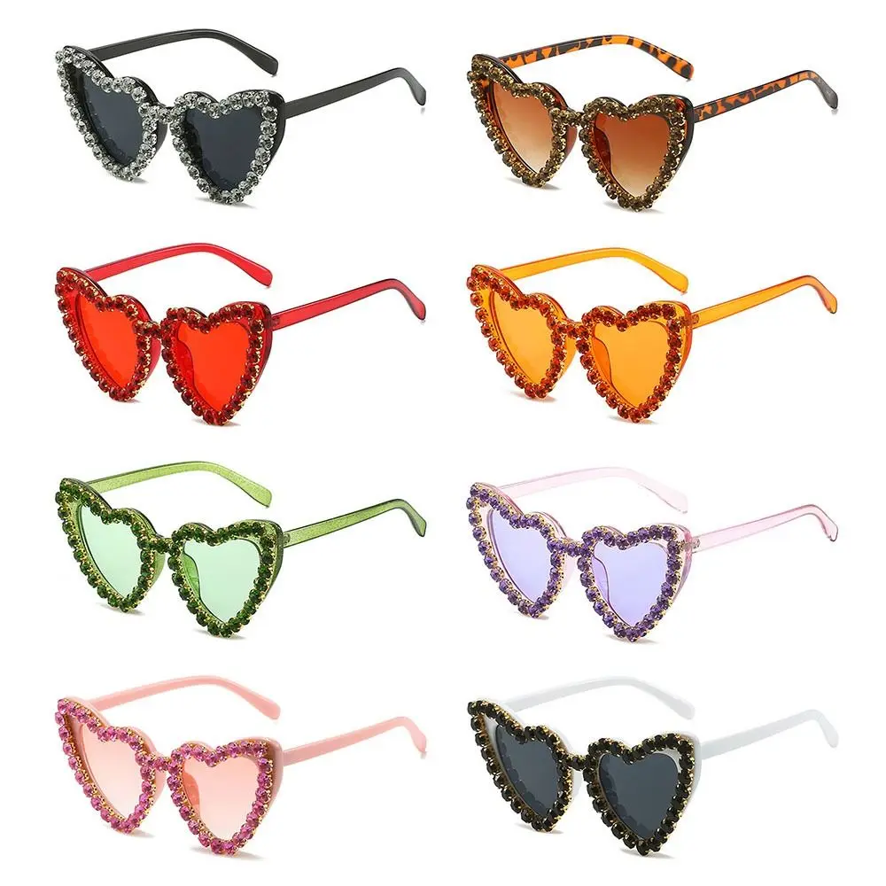 

Cool Hip Hop Shining Ladies Eyewear Heart-Shaped Sunglasses for Women Heart Sunglasses Diamond Sun Glasses