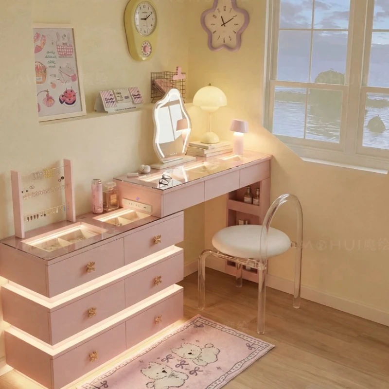Comfortable Wood Vanity Table Modern Luxury Beauty Makeup Desk Storage Dressing Table Cosmetics Girl Vestidores Home Furniture