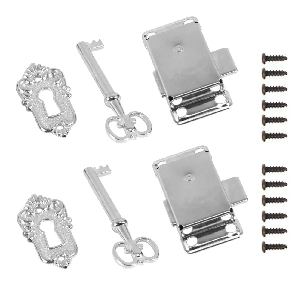 2 Set Drawer Lock With Key Antique Small Box Cabinet Door Locks For Wooden Furniture Jewelry Boxes Easy To Install