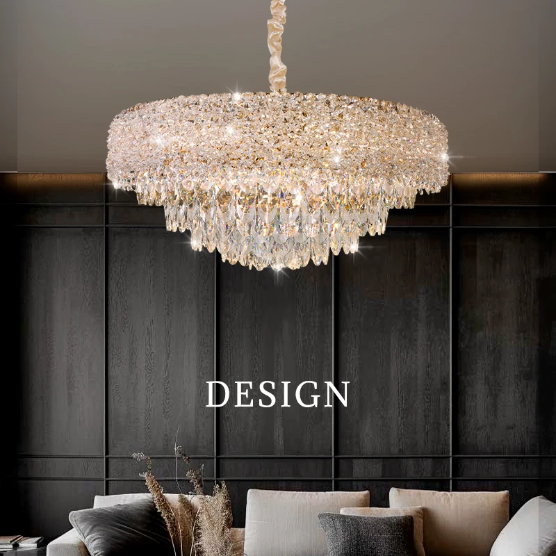 

Hall Lighting Crystal Living Room Villa K9 Crystal Decorative Chandelier Kitchen Island Dining Table Chandelier Ceiling Light
