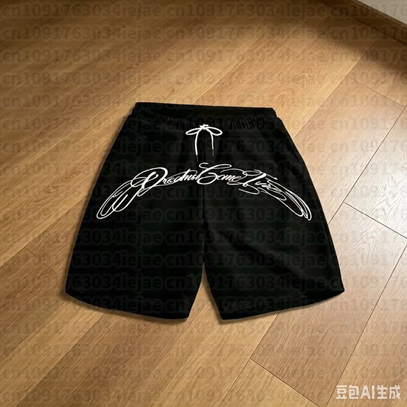 American Shorts, British Arched Slogan Printed Loose Casual Shorts, Suitable for Fashionable Clothing for Dates and Parties
