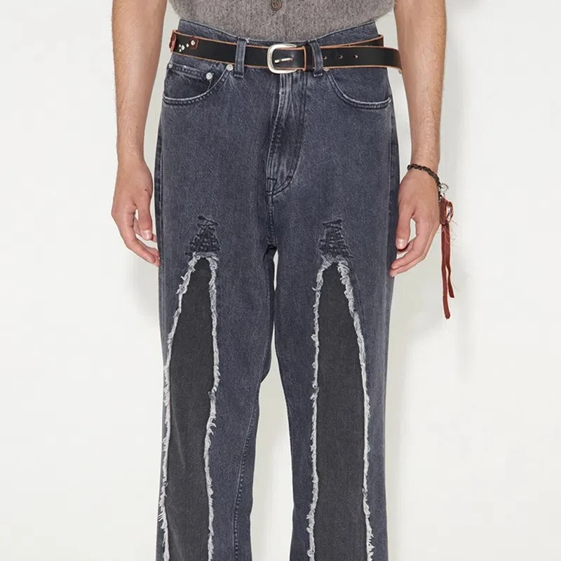 

Уличные джинсовые брюки наше наследие, джинсы с эффектом потертости, повседневные свободные прямые мужские брюки, брюки высокого качества