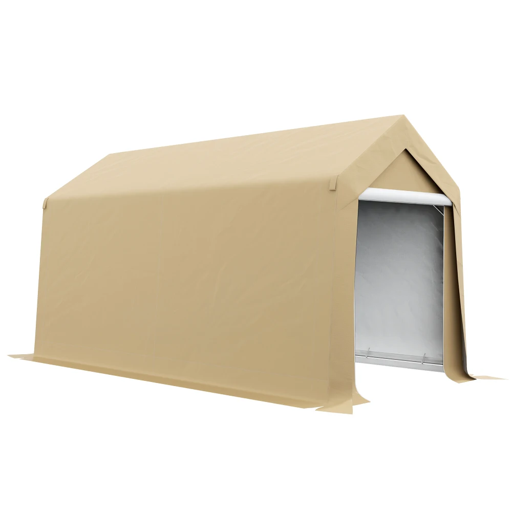 Outsunny 7' X 12' Tent,Heavy Duty Outdoor Shed,Waterproof Portable Shed Storage Shelter Ventilation Window and Large Door Beige