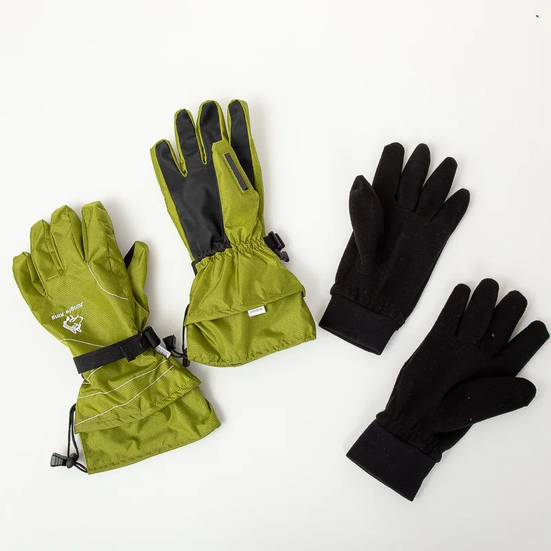 Winter Double Layer Thick Thermal Gloves Waterproof Non-slip Plush Lined Warm Gloves For Skiing Cycling Hiking Outdoor Sports