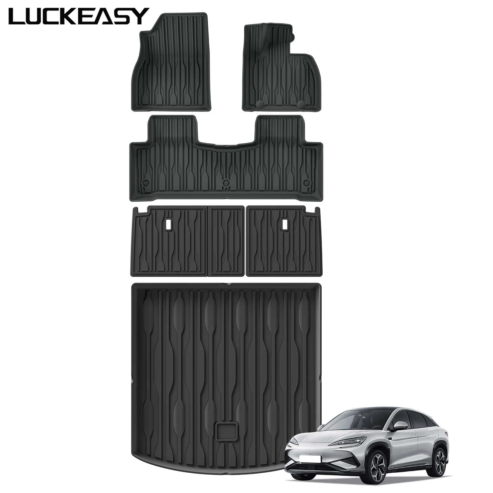 LUCKEASY Right Drive for BYD Sealion 7 EV Model 2024 2025 Car Floor Mats Cargo Liner Pad Waterproof All- Weather Accessories