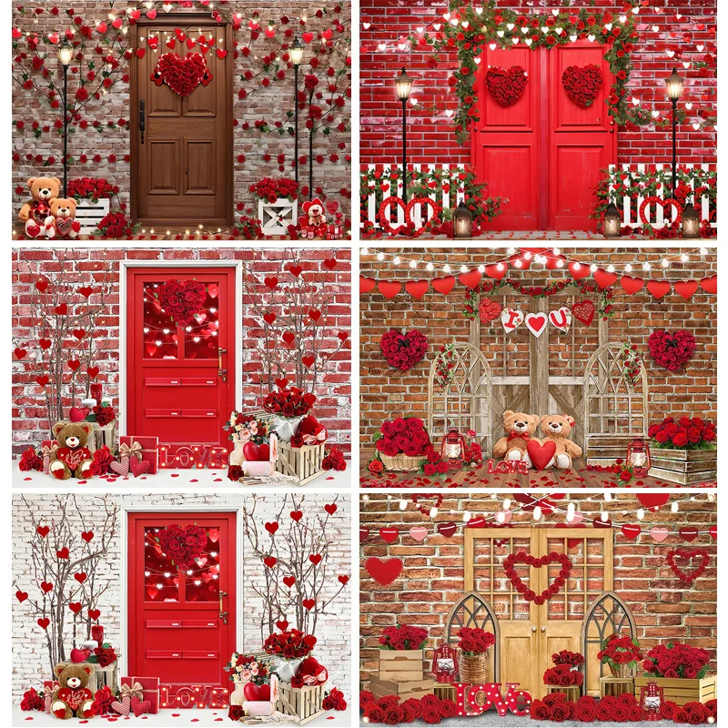 SHENGYONGBAO Valentine's Day Wedding Photography Backdrops Props Rose Love Heart Romantic Photo Balloons Party Background VS-98