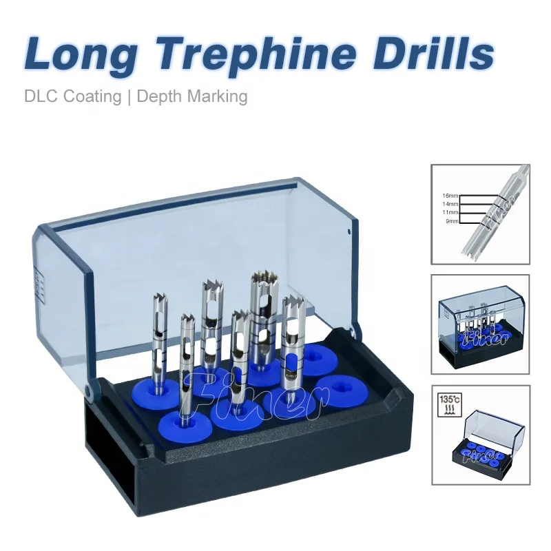 Stainless Steel Short and Long bone trephine drill den tal im plant drill kit