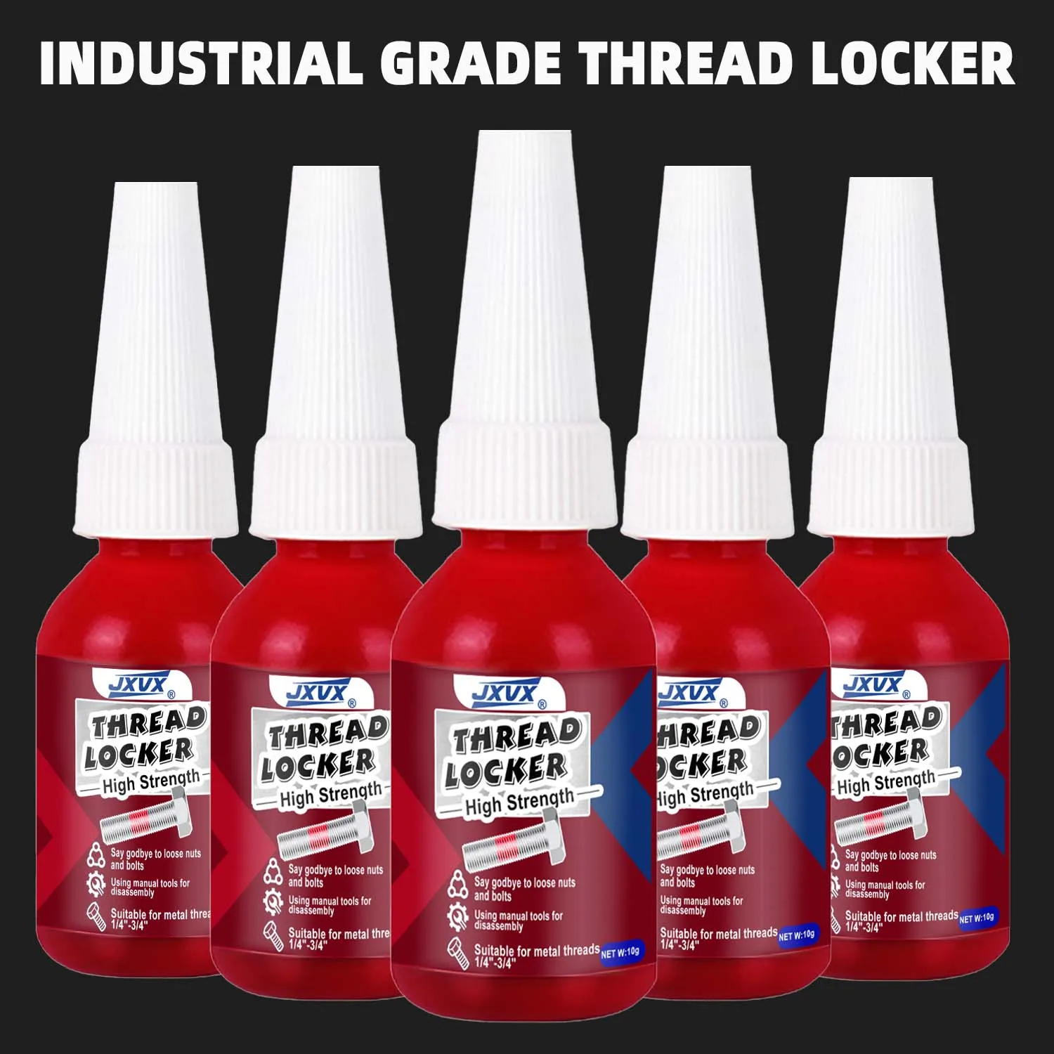5PCS 20mL 271High Strength RedAnaerobic Adhesive Screw Lock Tight Sealant Industrial Grade Thread Locking Glue  for Nuts, Bolts.
