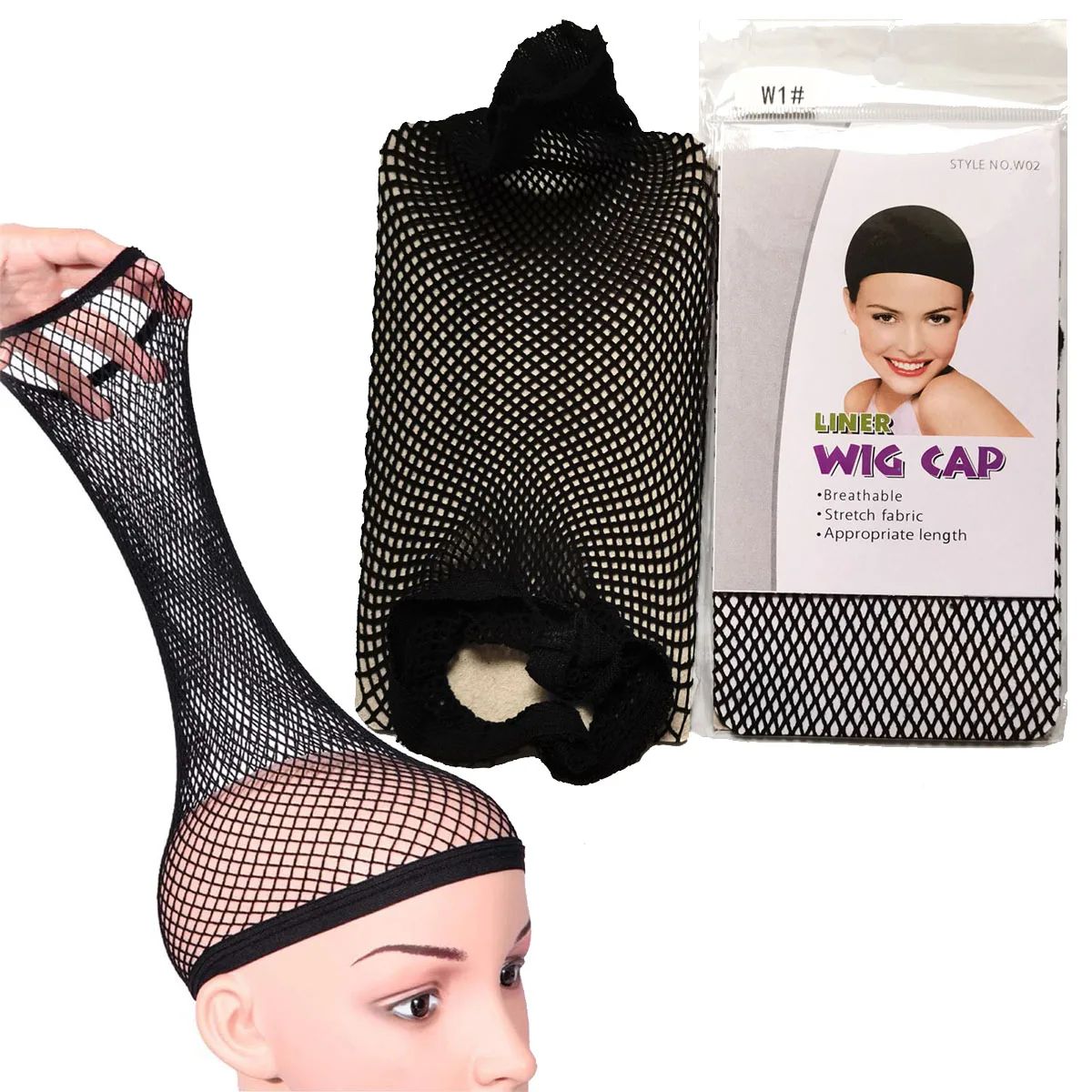 2 Pieces Hair Nets Open Ended Wig Cap Mesh Stocking Cap Weaving Wig Hairnet For Making Caps Fishnet Ladies