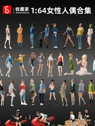 Miniatures Figurine 1/64 Painted Fashion Girls Female Figures Mini Doll Model Creative Sand Table Scene Props Landscape Display